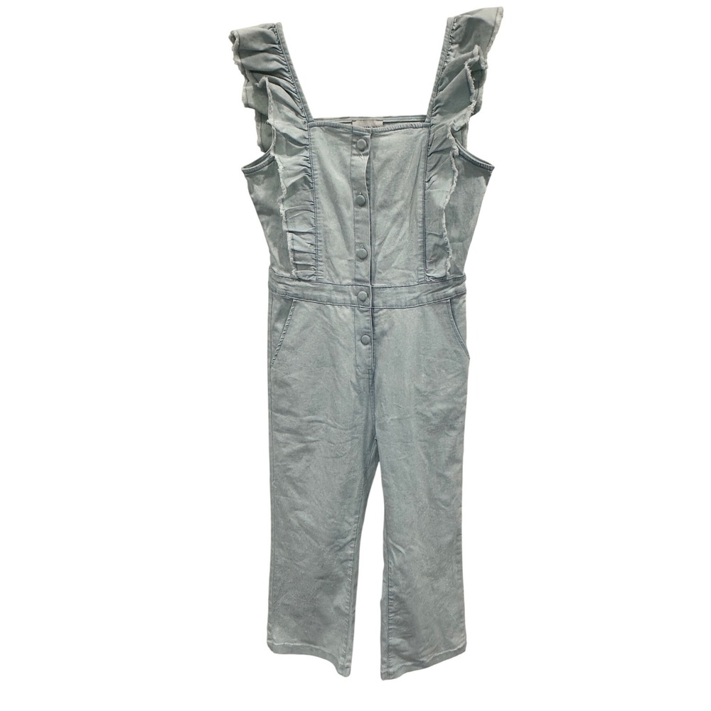 Hayden Los Angeles Light Wash Denim Ruffle Jumpsuit Womens Medium